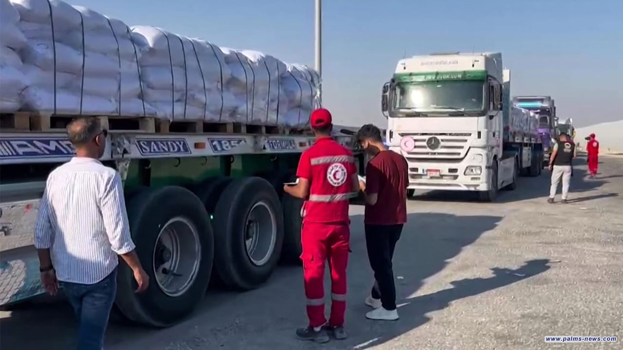 بدء دخول قوافل مساعدات إلى قطاع غزة عبر معبر رفح